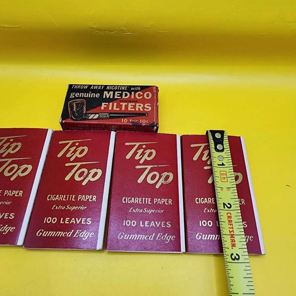 Vintage 1940 Tip Top Cigarette Papers & Medico Filters open box - Picture 2 of 4